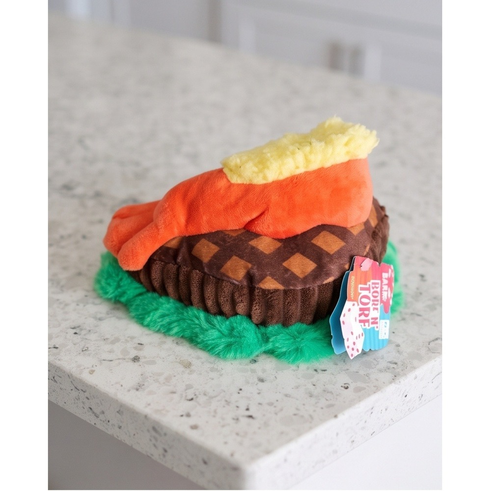Bark Box Borf N Turf Steak and Shrimp Plush Dog Toy Squeaker Crinkle M-L NWT